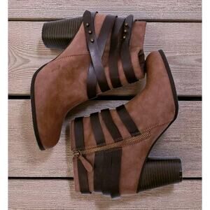 Madden Girl Deluxxxe Women's Size 9.5 Brown Zip-Up Ankle Heeled Boots